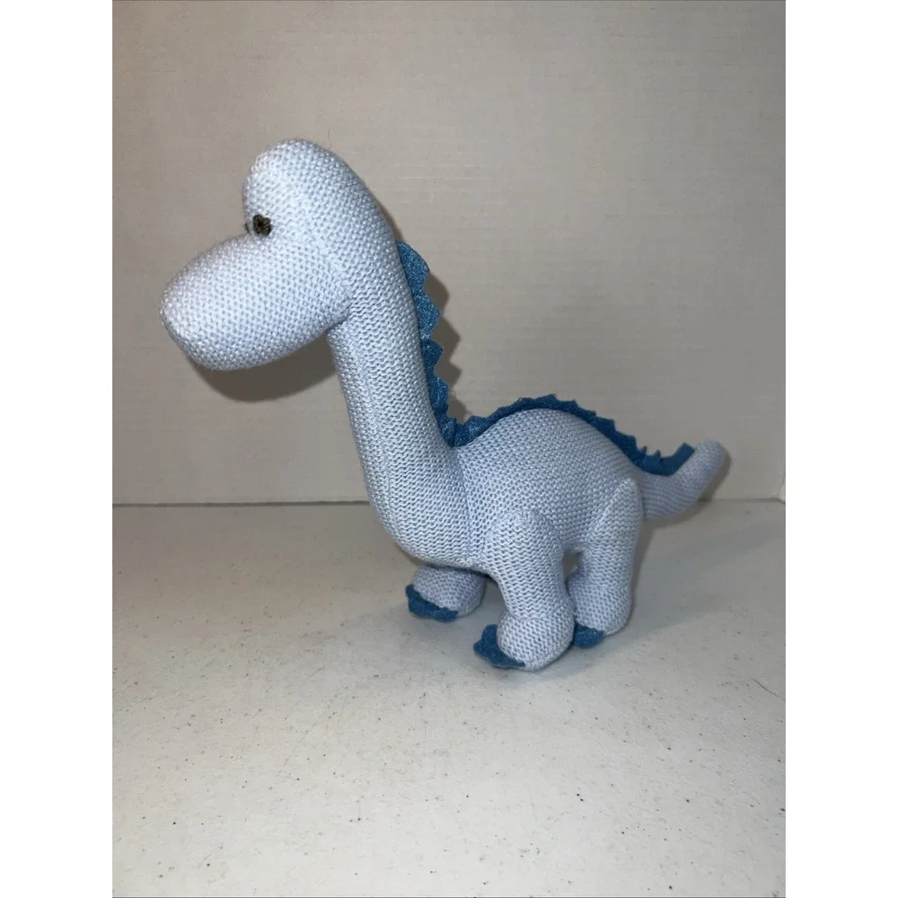 Best Years Blue Dinosaur Plush Rattle Diplodocus Crochet Knitted Baby Toy 11